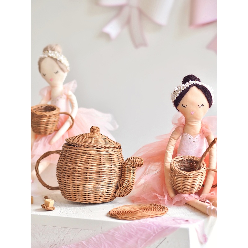 Rattan Toy Tea Set
