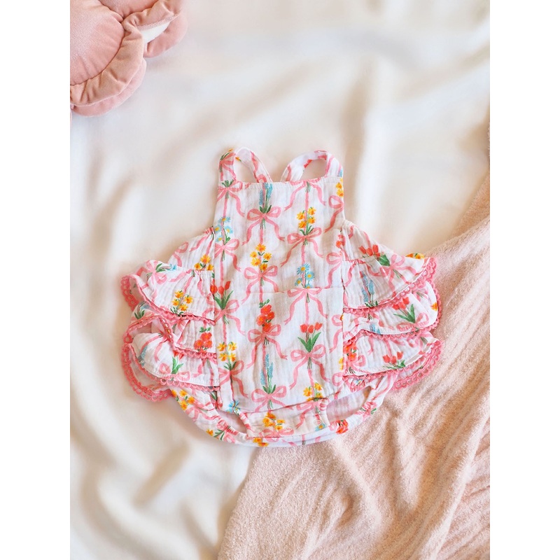 Ribbon Bouquets Ruffle Sunsuit