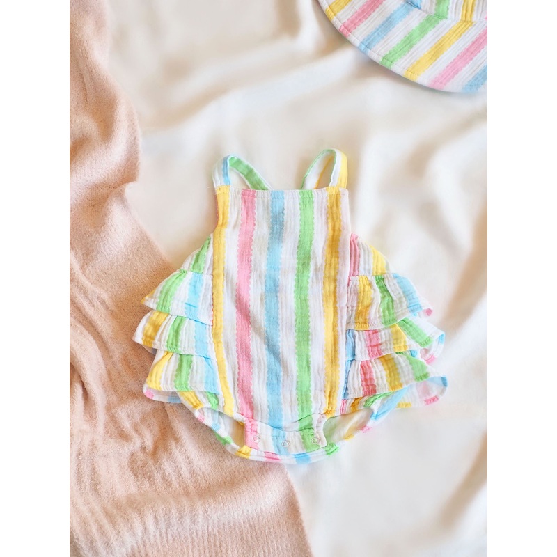 Ric Rac Stripe Ruffle Sunsuit