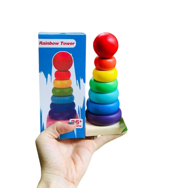 Wooden Rainbow Tower Small Size