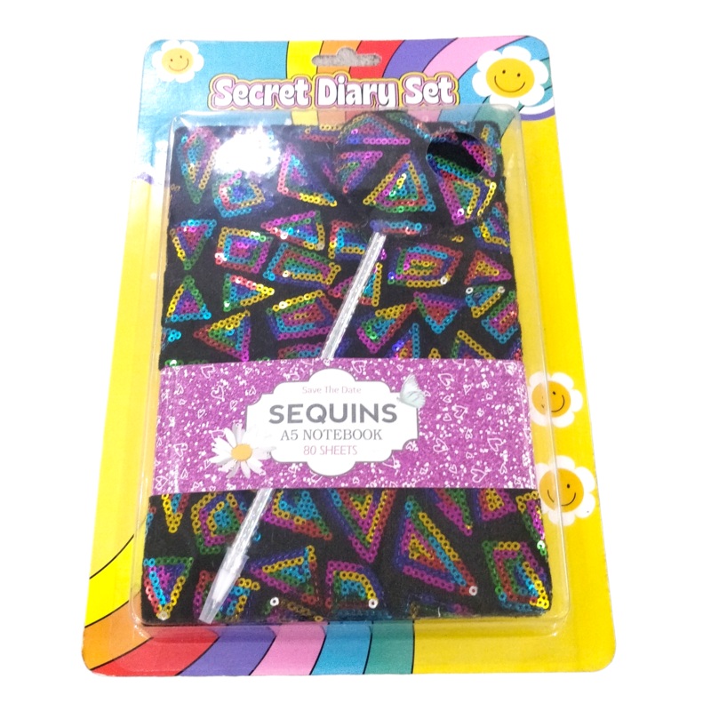 Geometric Sequin Diary |Notebook Set With Sequins Pen
