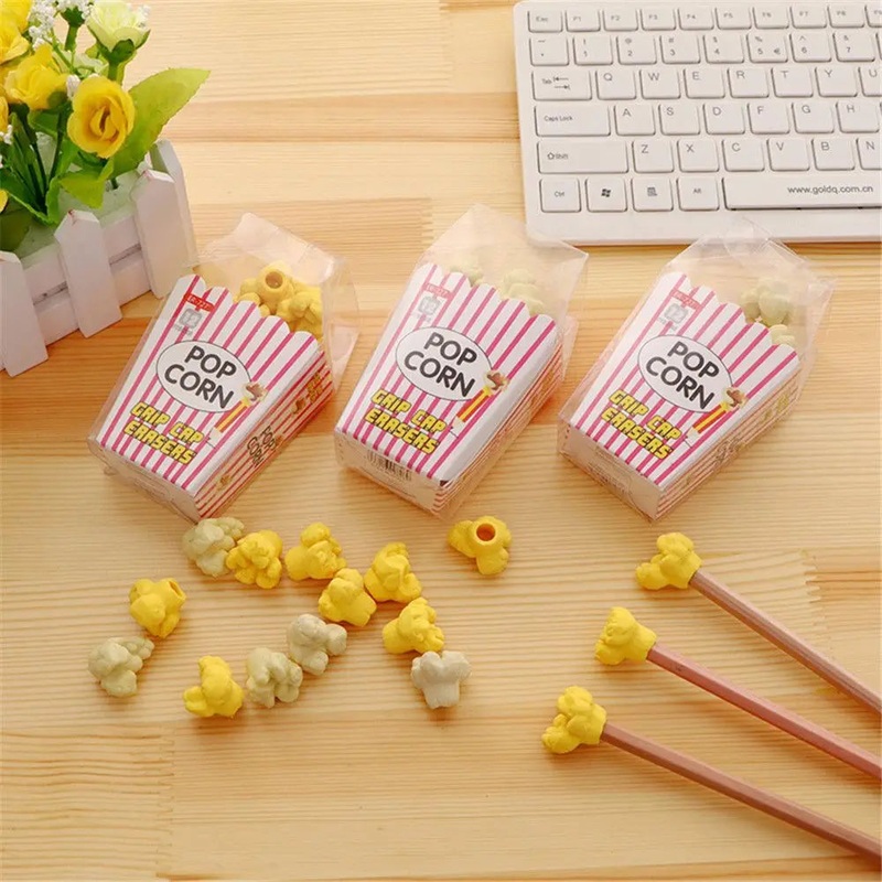 Popcorn Erasers And Pencil Topers