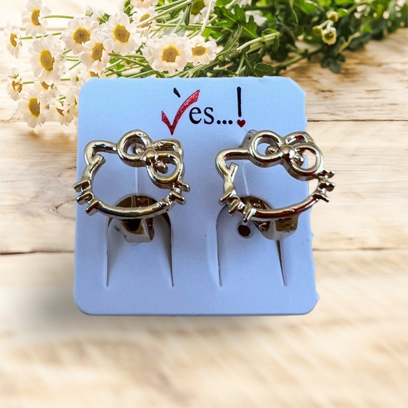 Stainless steel hypoallergenic kitty hoops earings