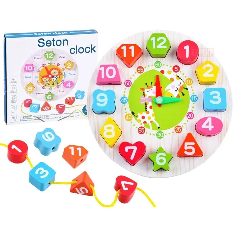 Wooden Seton Shape Color Sorting Clock