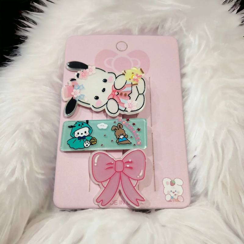 Acrylic Pochacco Hair Clips Set