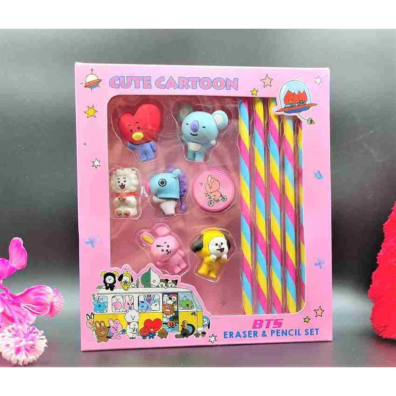 BTS Eraser And Pencil Set