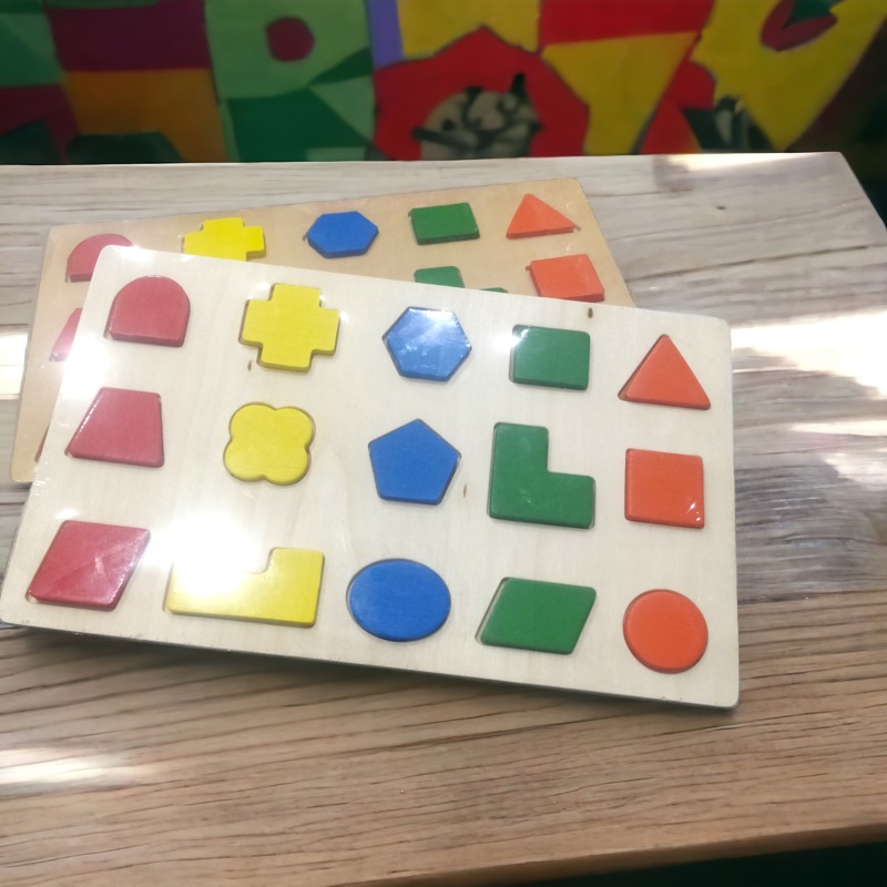 Colorful 3D Assets Wooden Shapes Board