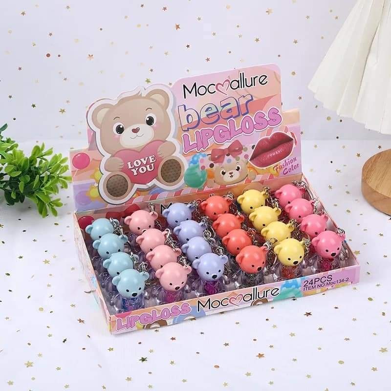 Teddy Bear Moisturising Lip Gloss With Key Chain