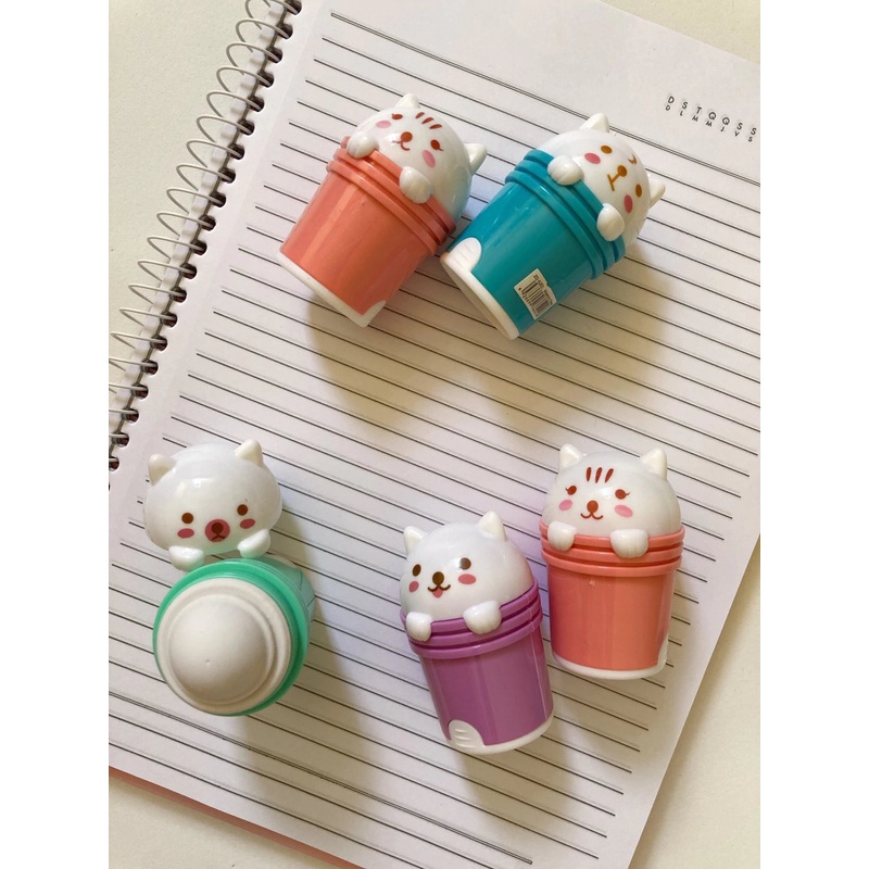 Bucket Cat Bear 2 in 1 Pencil Eraser And Sharpener