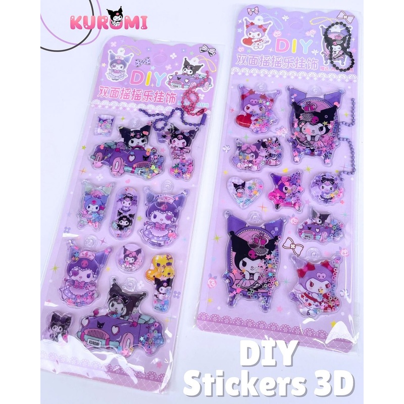 Sanrio Cartoon 3D Water Filled Stickers With Hangings