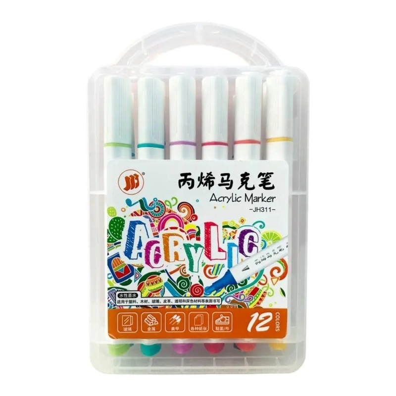 Soft Tip Acrylic Markers 12 Pc
