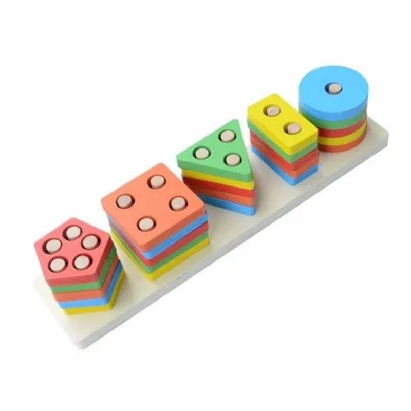 Wooden Geometric Five Column Educational Board