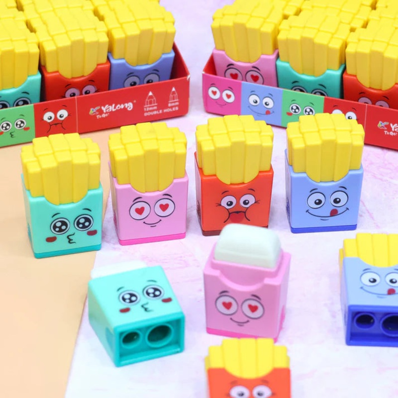 Yalong Chips | Fries 2 in 1 Pencil Eraser And Sharpener