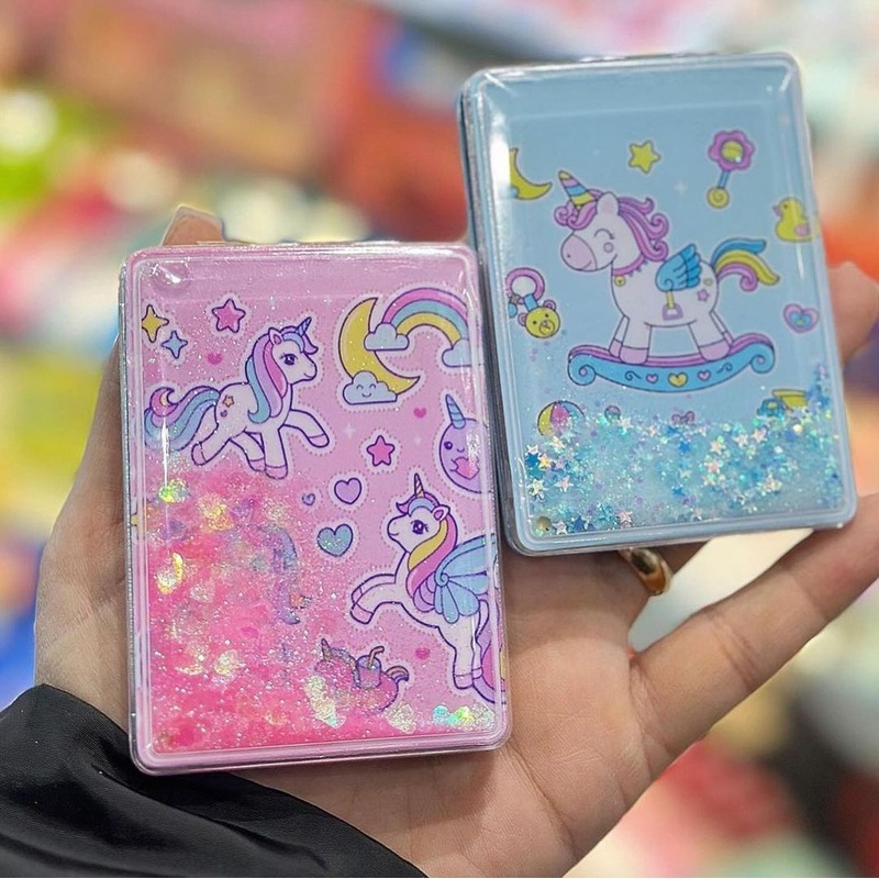 Unicorn Water Filled Two Sided Pocket Mirror