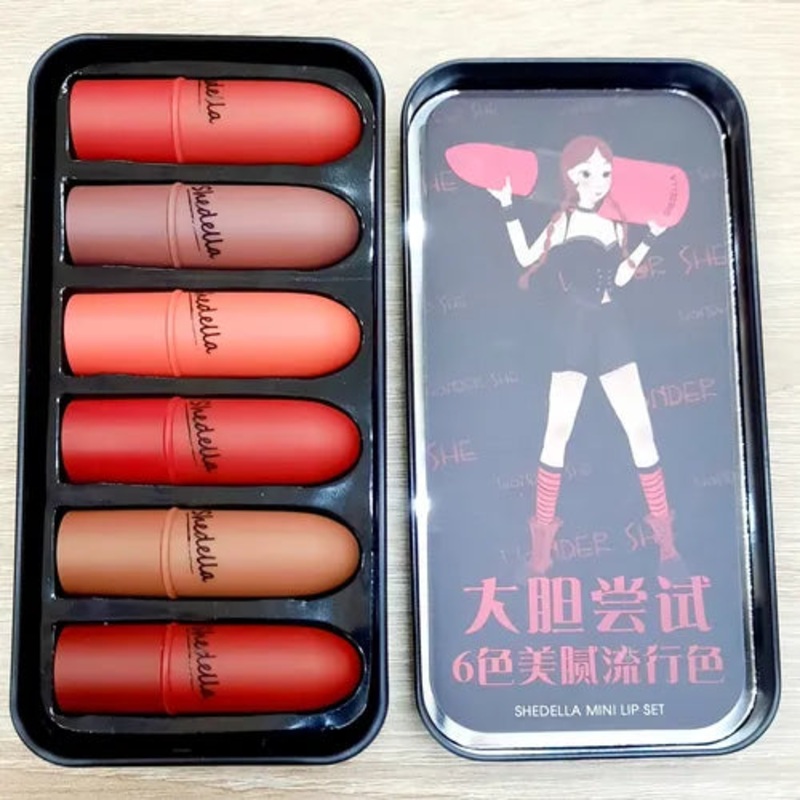 Matte Lipstick Set  6 Shades in Elegant Tin Box