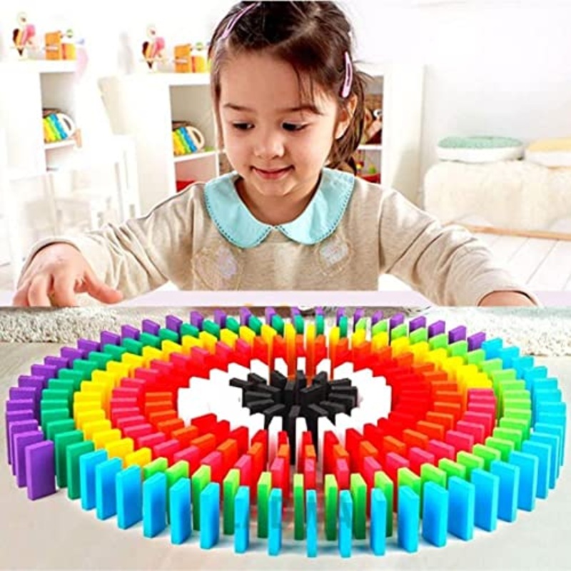 120 pcs 12 Color Wooden Dominos Blocks Set, for Kids Game Educational Play Toy, Domino Racing Toy Game