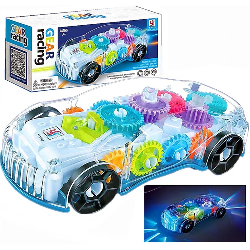 3D Baby Car Toy with 360 Degree Rotation, Gear Simulation Mechanical Car with Sound Music & Light Toys for Kids Boys & Girls
