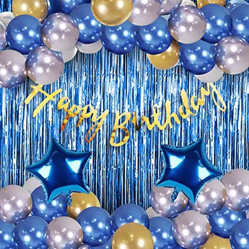 41-Piece Blue Birthday Decoration Kit – Happy Birthday Decorations for Boys | Blue Balloons for Vibrant Birthday Decor | Ideal Decorations for Husbands’ Celebrations