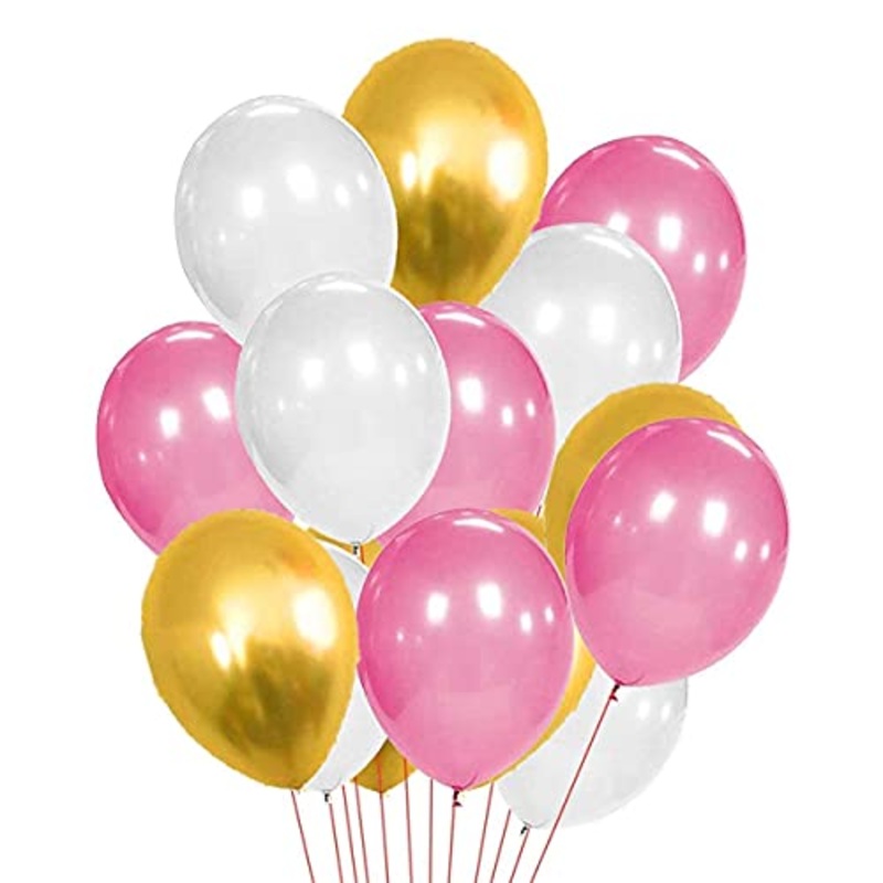 51 Pcs Pack of Pink Golden and White Metallic Balloons | Perfect for Girls, Kids, Women, Birthday Baby Shower Unicorn Princess 1st & 2nd Year Celebrations – Decorations Balloons Supplies Combo