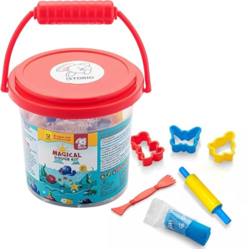 Animal-Themed Clay/Soft Water-Based Dough Play with 3 Moulding Toys, Roller and Knife| Set of 12 Tubes (15gm Each) | Non-Toxic| Art and Craft Activity | Ideal for Birthday and Return Gifts For Kids