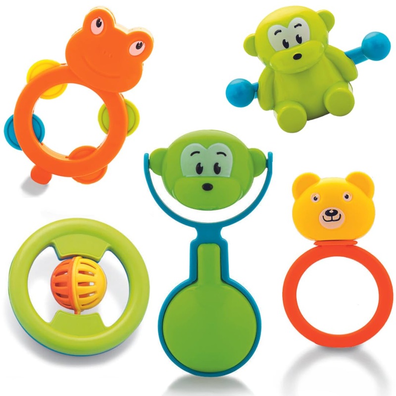 Baby Toys Rattles and Teethers Set for New Born Babies Toddler Infants & Children 5 Pcs – Non Toxic