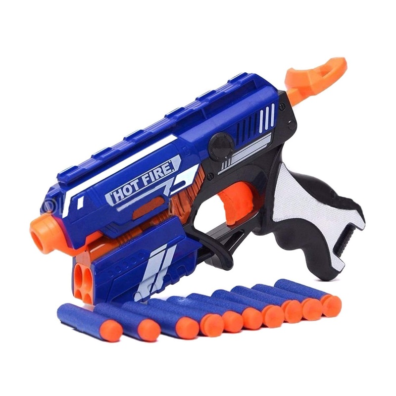 Blaze Storm Hot Fire Soft Bullet Gun Toy with 10 Safe Soft Foam Bullets, Fun Target Shooting Battle Fight Game for Kids Boys (Blaze Storm- Hot Fire)