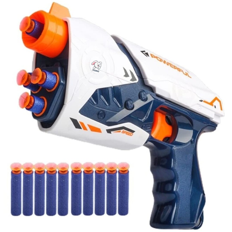 Blaze Storm Soft Bullet Gun Toy with 10 Safe Soft Foam Bullets, Fun Target Shooting Battle Fight Game for Kids Boys (Super Gun)