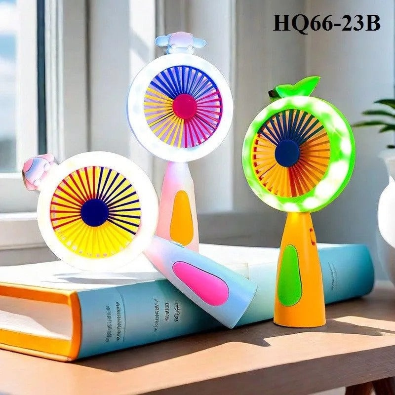 Chargable Hand Held Fan With Ring Light