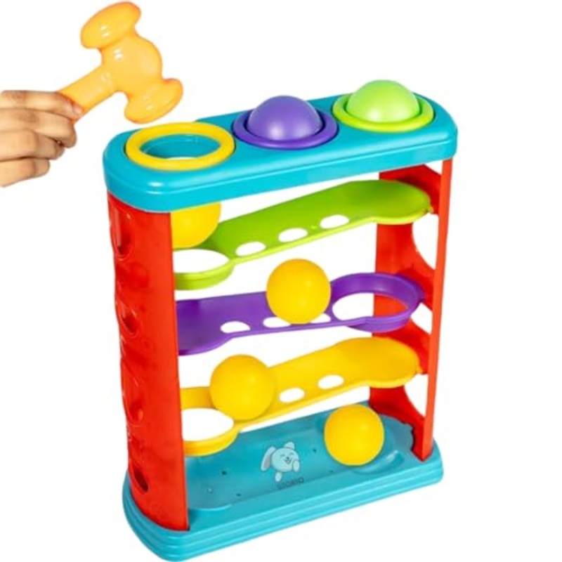 Hammer Knock Ball for Babies and Toddlers – Pound and See The Balls roll Down The ramps for Infants Kids Boys Girls