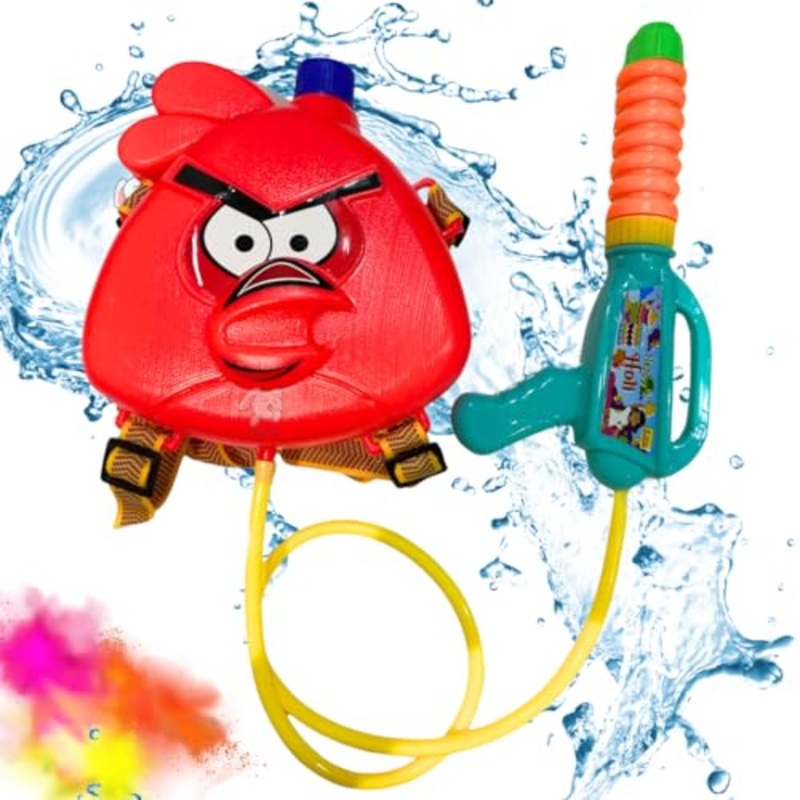 Holi Water Toy Gun with Pressure Mechanism for Long Throw, Back Holding Tank, Back Holding Tank – Birds