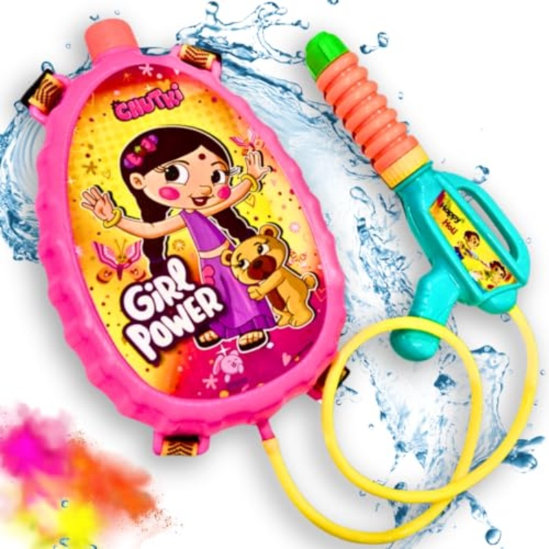 Holi Water Toy Gun with Pressure Mechanism for Long Throw, Back Holding Tank, Back Holding Tank – Chutki & Friends