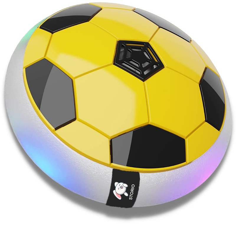 Hover Football | Indoor Floating Hoverball | Disc with Soft Foam Bumpers | Colorful LED Lights | Air Football Soccer Game for Kids | Made in India | BIS-Approved (White)