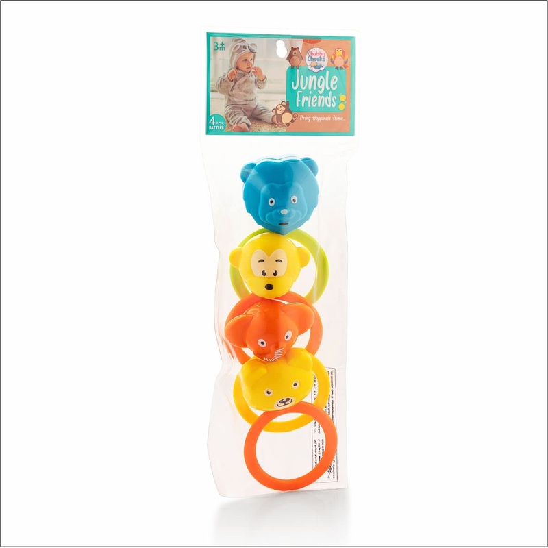 Jungle Rattle Non Toxic Bright and Colorful 4 Rattles Baby Boy Girl Toys Set