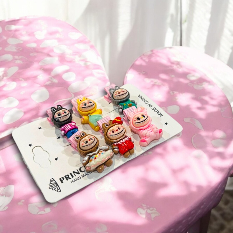 Labubu Hair Clips Set  6PCS Handmade Cute Cartoon Barrettes for Girls