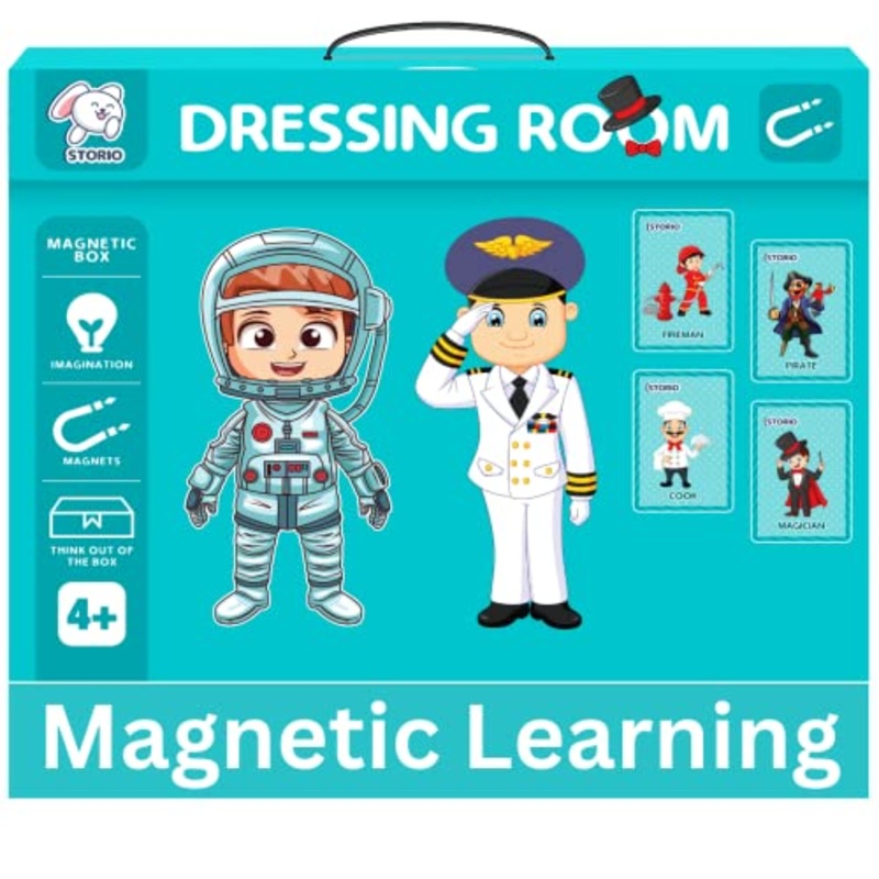 Magnetic Box Series – Dressing Room Puzzles Toys With Reference Cards and Magnetic Board and Marker To Draw & Play Educational Toy for Kids 2 3 4 Years Boys Girls Montessori Gift Fun & Play for Baby (70+ Magnet Pcs)