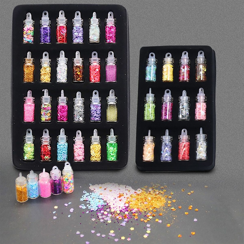 Mini Glitter and Sequins Set  Mini Bottles for Nail Art, Crafts, Resin & More