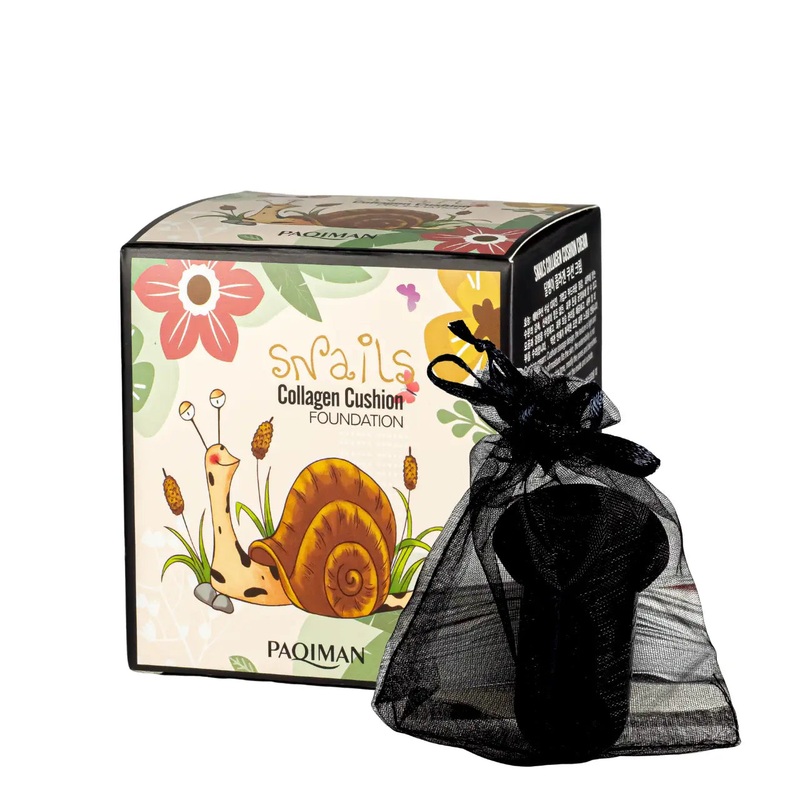 PAQIMAN Snails CC Collagen Cushion Foundation SPF 50  With Application Sponge