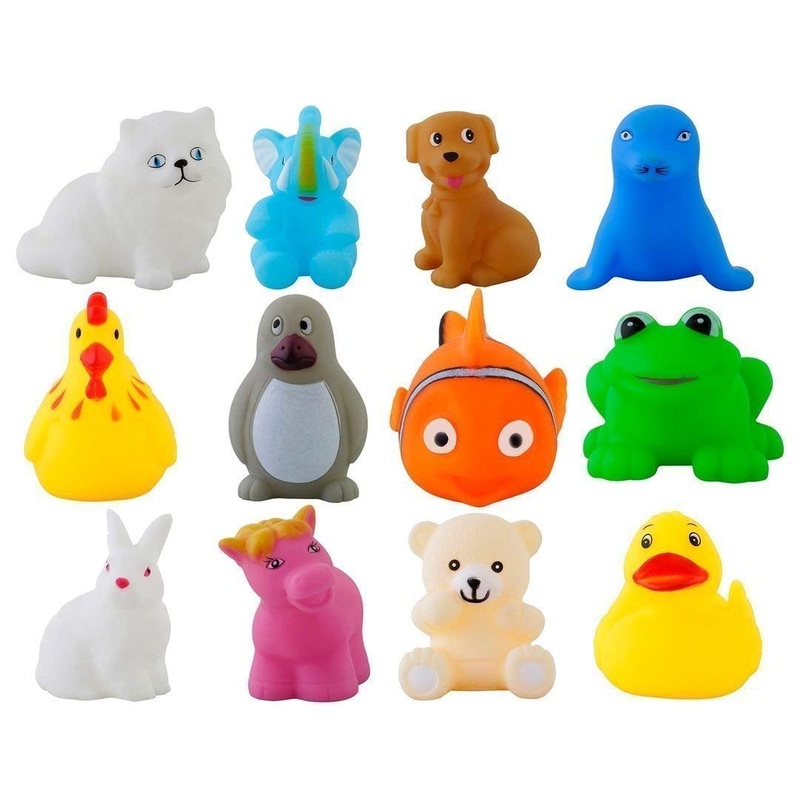 Rubber Colorful Floating Baby Toys Bath Aquatic Animals Chu Chu Toys for Newborn Babies, Kids, Assorted