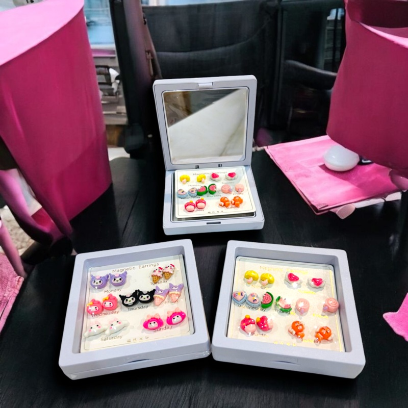 Sanrio & Fruits Theme Magnetic Earrings for Kids (Set Of Seven)