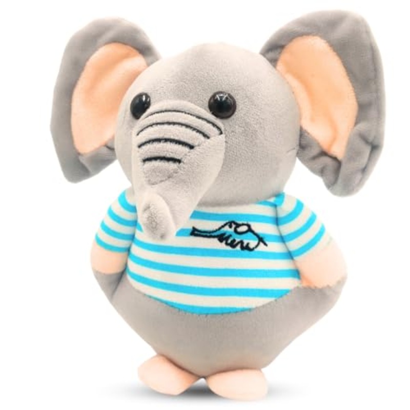 Soft Animal Plush Elephant Toy 20cm, Grey and Blue