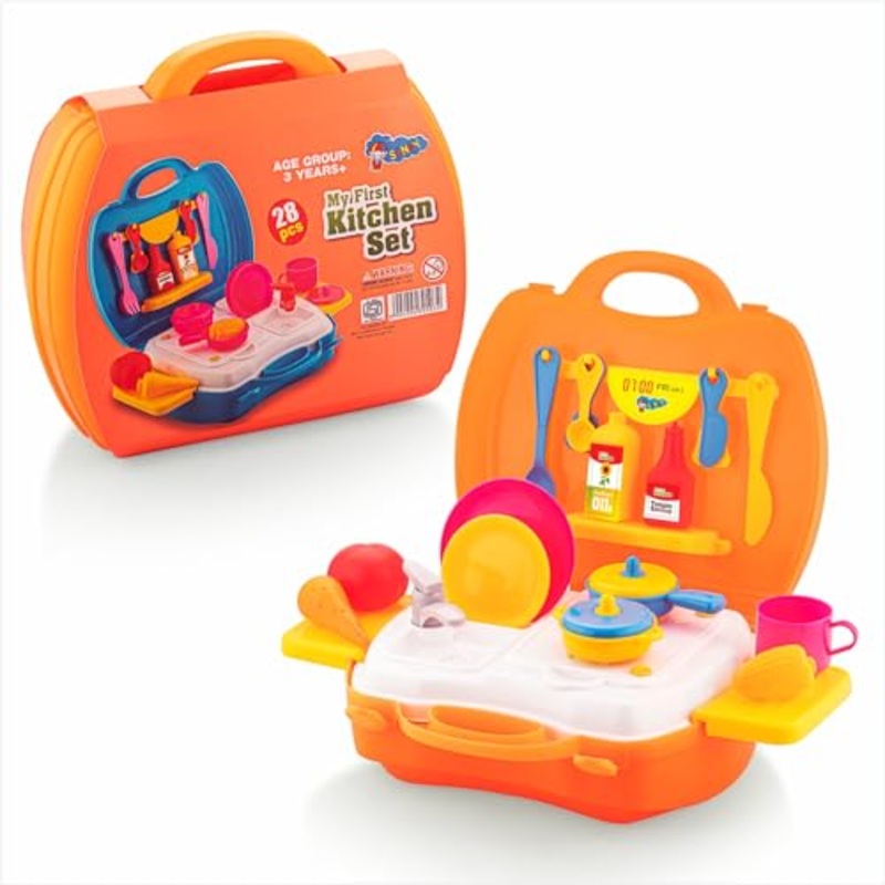Toys Kitchen Set for Girls Toy with Cooking Utensils Combo Items in Suitcase| Easy to Carry |Realistic Miniature Chefs Pretend Play/Role Play Home Game – Green