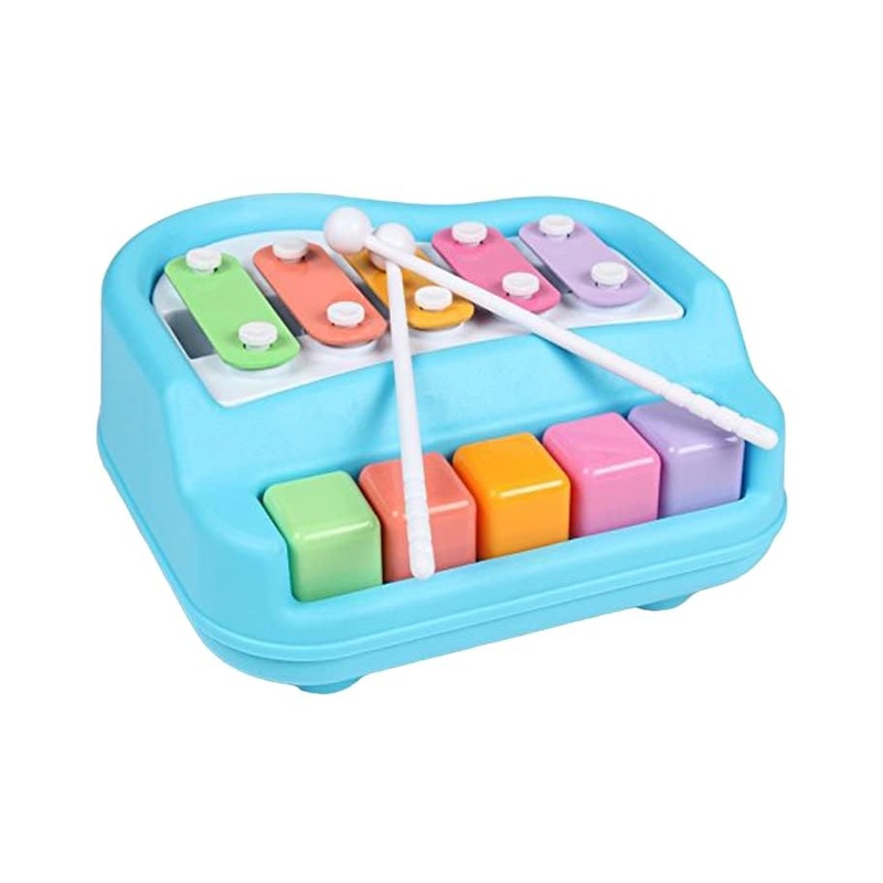 2 in 1 Piano Xylophone Premium Non Toxic, Non-Battery, 5 Key Scale Musical Instrument for Kids, Toddlers (Multicolor)