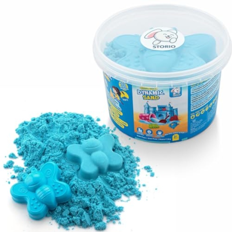 Amazingly Soft Space Dynamic Play Sand – 500g with One Free Mold Toys for Kids Indoor Beach Play Kit | Non-Sticky & Non-Toxic – Blue