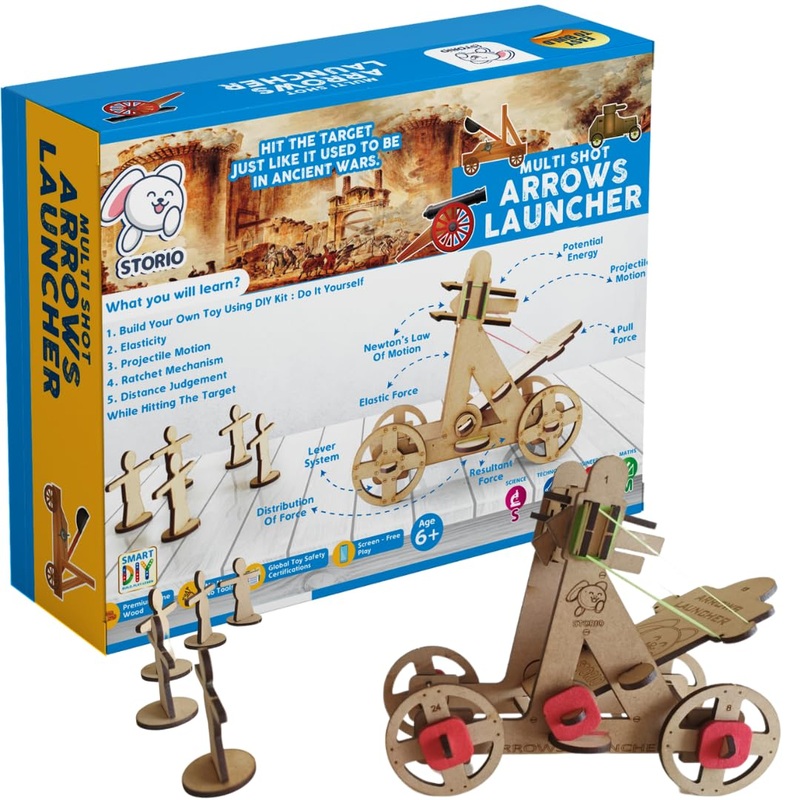Arrow Launcher STEM DIY Fun Toy for Kids 6 to 14, Best Birthday Gift Toy for Boys & Girls Age 6-8-10-12, Science Toy, Educational Based Activity Game, Made in India