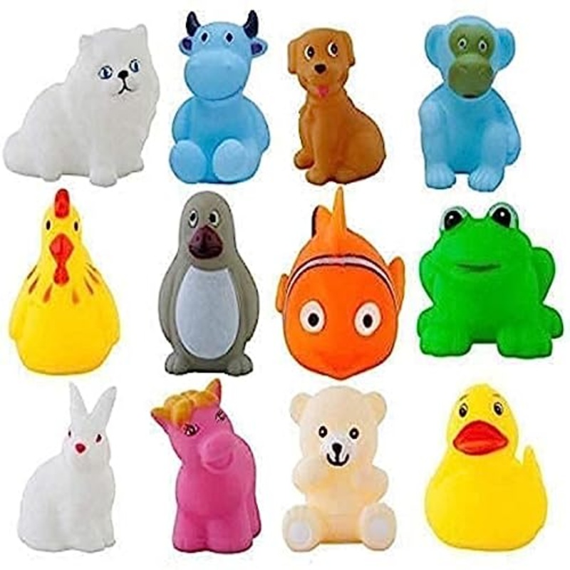 Baby Bath Toy Set of 12 Pcs Chu Chu Colorful Animal Shape Toy (Multicolor)