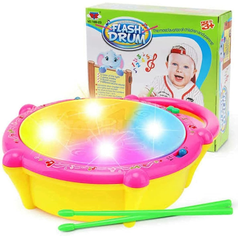 Baby Toys Musical Flash Drum with Light and Sticks to Play for Kids Boys and Girls