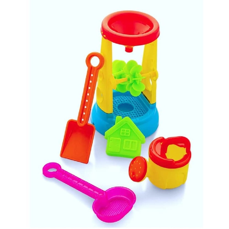 Beach Sand Toys Castle Play Set with Fish, Crab Moulds for Kids & Toddlers, Useful for Gardening & Outdoor Tool Kit (Wheelie Theme)