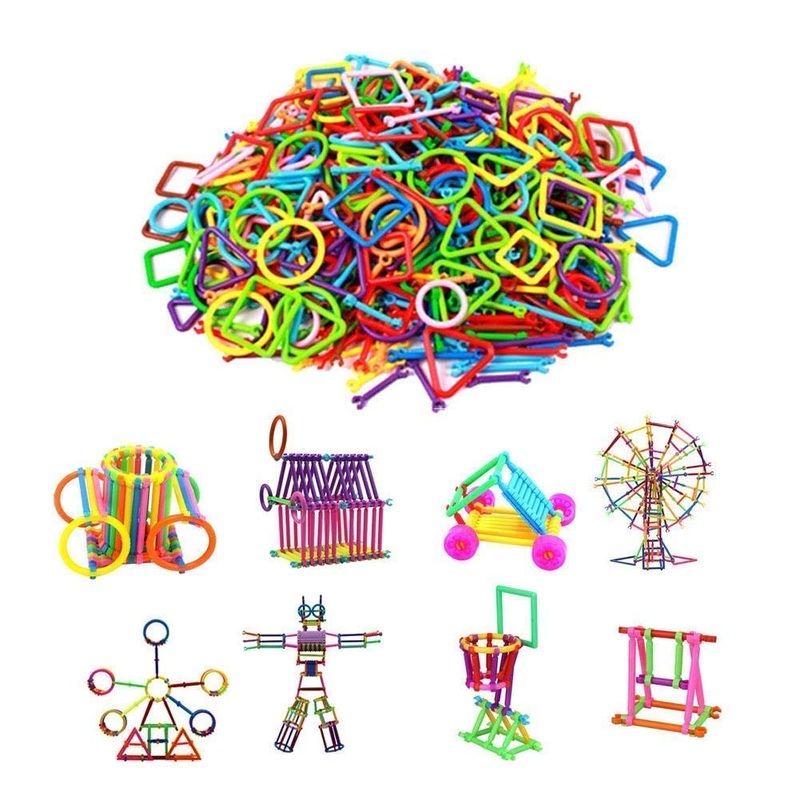 DIY Puzzle Building Blocks Game Toys for Kids Educational Blocks Learning Puzzle Learning Toy for Kids (200+ Straw Puzzles)