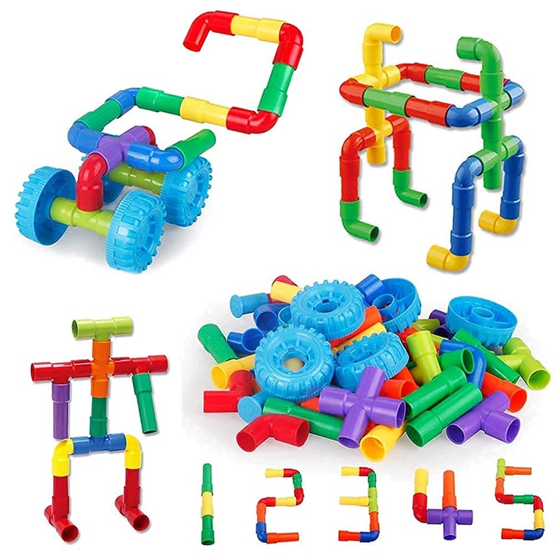 DIY Puzzle Building Blocks Game Toys for Kids Educational Blocks Learning Puzzle Learning Toy for Kids (Pipe Blocks)
