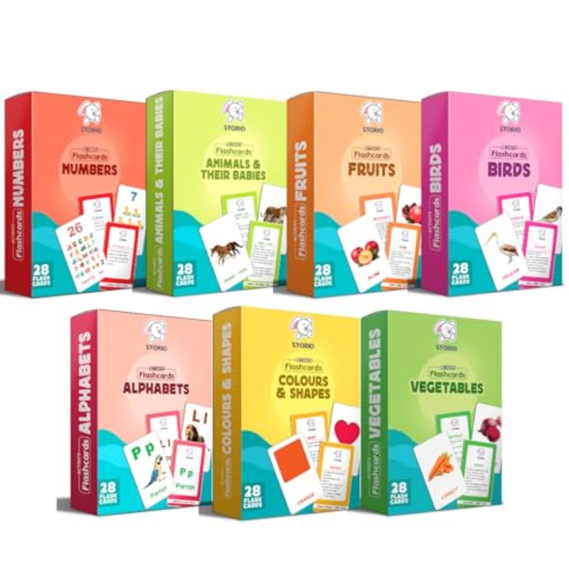 Flashcards Early Learning 7 in 1 Flash Cards for Kids Babies | 196 Total Cards | Fun & Easy Learning Way for Preschoolers & Toddlers | 12+ Months
